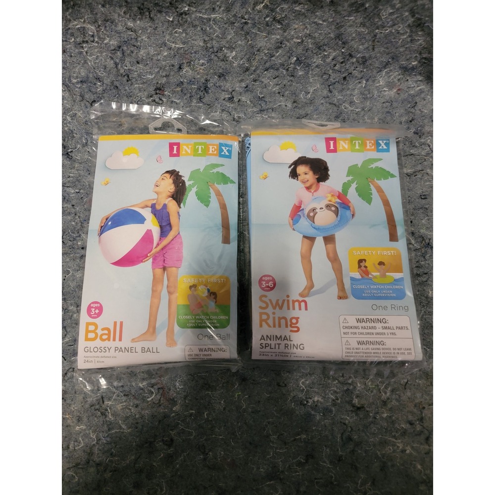 INTEX Blow-up Swim‎ Ring Animal Split Ring w/ Ball 2pc Set Ages 3-6 years